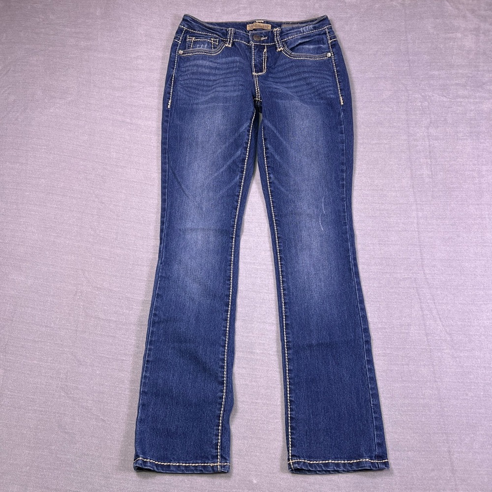 Nine West Vintage America Straight Low Rise Jeans Womens 2 Blue Cotton Blend